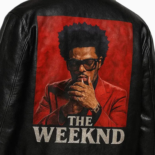 The Weeknd Black Hand Painted Leather Jacket