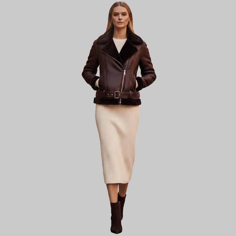VintagebrownWomensShearlingJacket