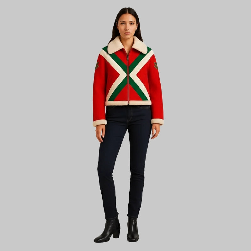 WomenMulti-ColorBlockSuedeJacketChristmas
