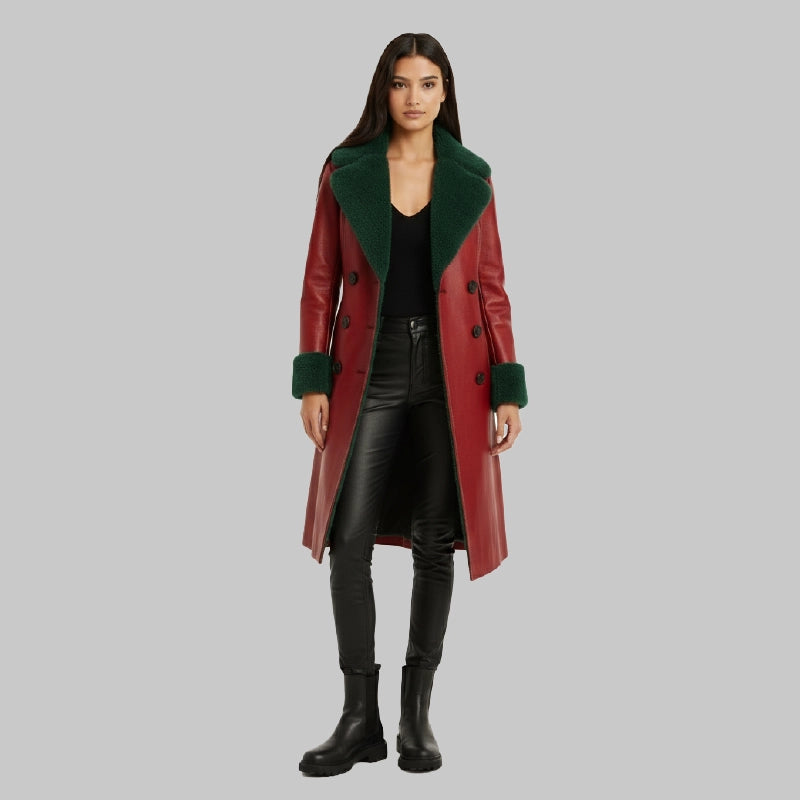 Women_sLeatherLongCoatwithGreenShearling