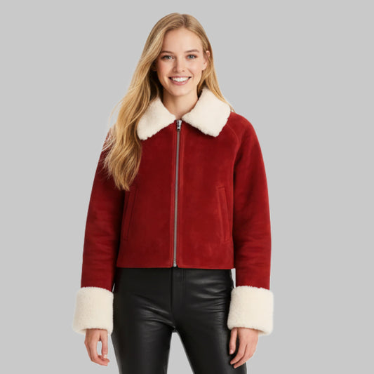 Women_sRedAviatorStyleSuedeShearlingJacket