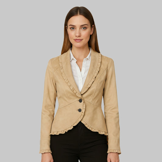 Women_sSuedeBeigeLeatherBlazr