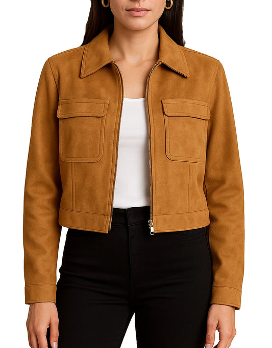 Women’s Suede Harrington Leather Jacket In Brown