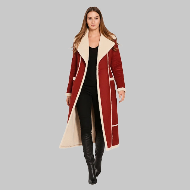 Women_sSuedeShearlingCoatwithBeltAdjustment