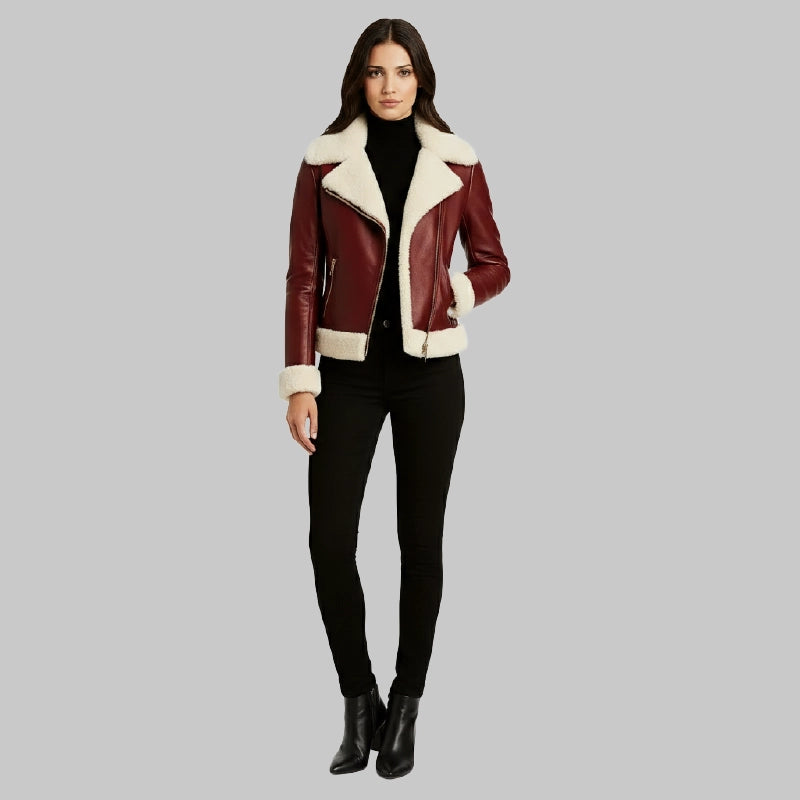 WomensAviatorStyleShearlingLeatherJacket