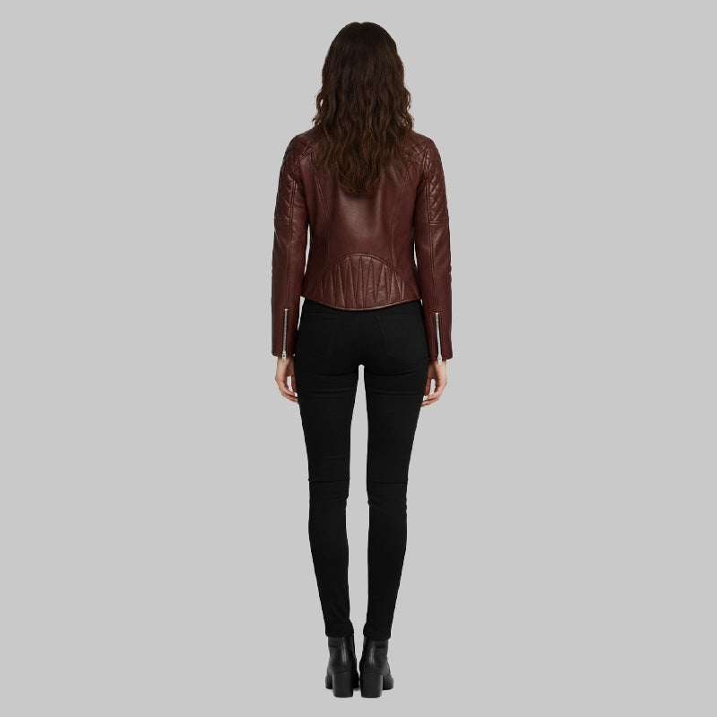 WomensBrownBikerJacket