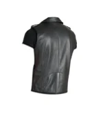 Men's Sleeveless Biker Leather Vest - Image 2