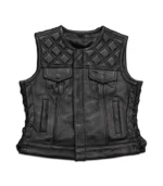 Women's Black Quilted Leather Vest