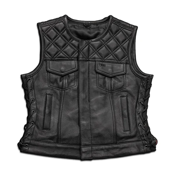 Women's Black Quilted Leather Vest