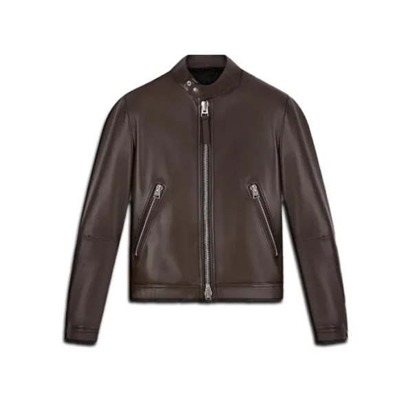 Harold Classic Dark Brown Leather Racer Jacket