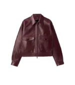 Dsquared2 Chic Leather Blouson Bordeaux Cropped Jacket