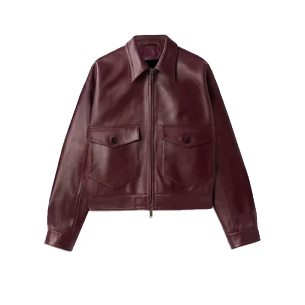 Dsquared2 Chic Leather Blouson Bordeaux Cropped Jacket
