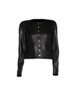 Women's Black Scallop Edge Leather Jacket