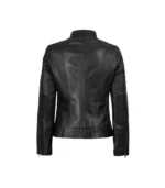 Mens Black Asymmetrical Motorcycle Leather Jacket - Image 2