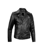 Mens Black Asymmetrical Motorcycle Leather Jacket