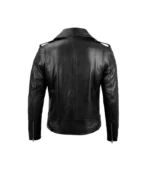 Negan Men's Black Asymmetrical Belted Moto Leather Jacket - Image 2