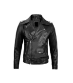 Negan Men's Black Asymmetrical Belted Moto Leather Jacket