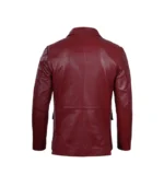 Men's Top Notch Two Button Maroon Leather Blazer - Image 2