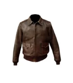 Mens USAAF A-2 Air Force Aviator Brown Distressed Leather Jacket