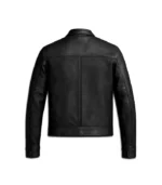 Men's Black Lambskin Cafe Racer Leather Jacket - Image 2