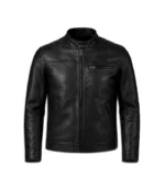 Men's Black Lambskin Cafe Racer Leather Jacket