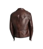 Men’s Brown Leather Biker Jacket - Image 2