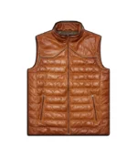 Mens Brown Real Leather Vest