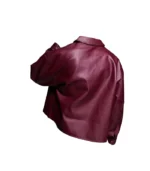 Mens Oversized Burgundy Leather Jacket - Image 2