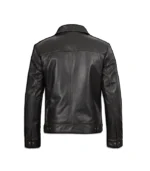 Mens Shirt Collar Classic Distressed Brown Leather Jacket - Image 2