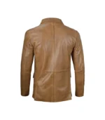 Men’s Camel Brown Leather Blazer - Image 2