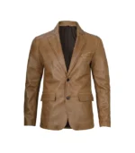 Men’s Camel Brown Leather Blazer