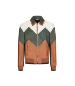 Mens Ivan Multicolor Leather Bomber Jacket