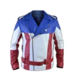 USA Flag Biker Leather Jacket