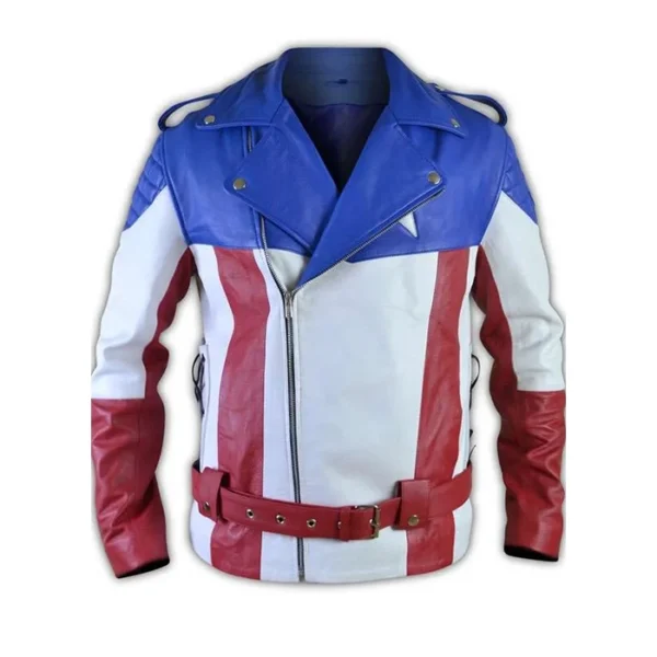 USA Flag Biker Leather Jacket