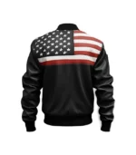 USA Flag Men's Bomber Leather Jacket - Image 2