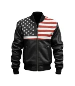 USA Flag Men's Bomber Leather Jacket