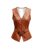 Women Brown Leather Vest