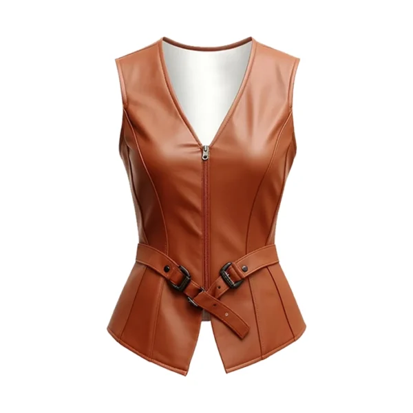 Women Brown Leather Vest