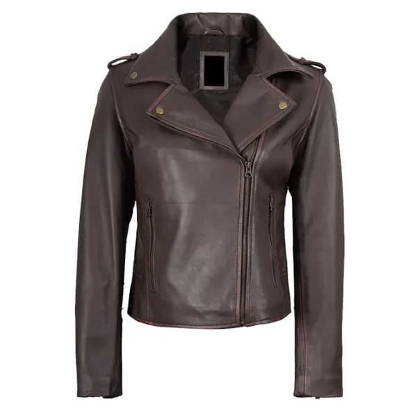 Women's Dark Brown Asymmetrical Moto Leather Jacket