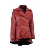 Women’s Red Peplum Leather Jacket