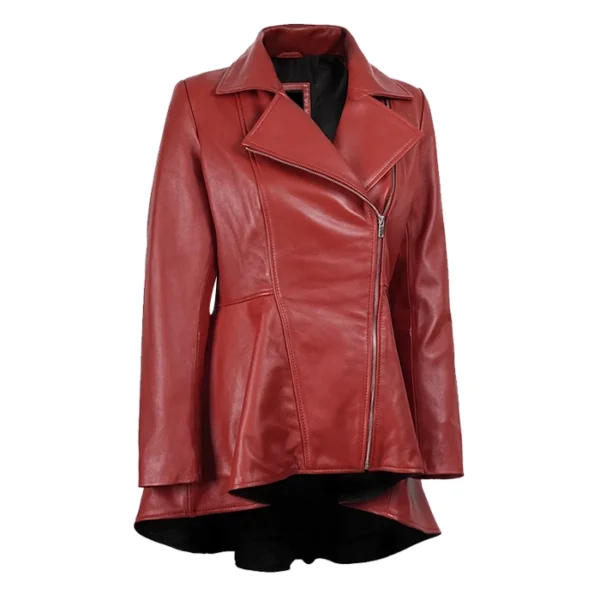 Women’s Red Peplum Leather Jacket