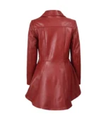 Women’s Red Peplum Leather Jacket - Image 2