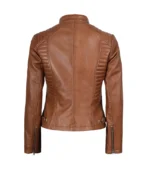Women’s Tan Lambskin Leather Jacket - Image 2