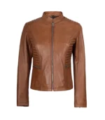 Women’s Tan Lambskin Leather Jacket