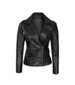 Womens Black Asymmetrical Leather Jacket