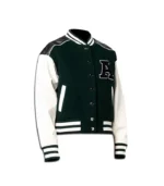 Women’s Green and White Varsity Jacket - Image 2