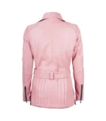 Women’s Pink Asymmetrical Biker Leather Jacket - Image 2