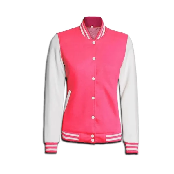Women’s Pink and White Varsity Jacket