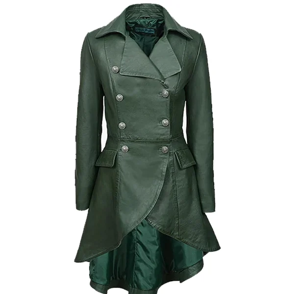 ENVY Ladies Laced Back Leather Flare Coat
